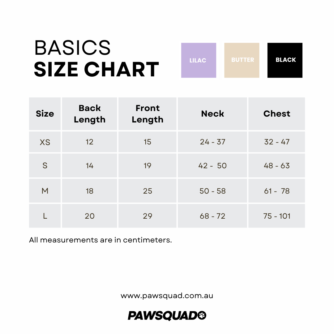 Size Chart Pet Harness